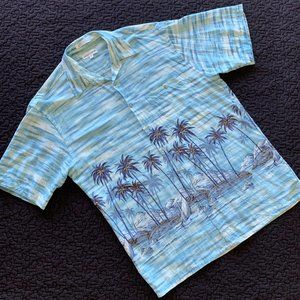🎉HP🎉 VTG Men’s M Blue Aloha Hawaiian Shirt, Short Sleeve, Pocket, Button Front